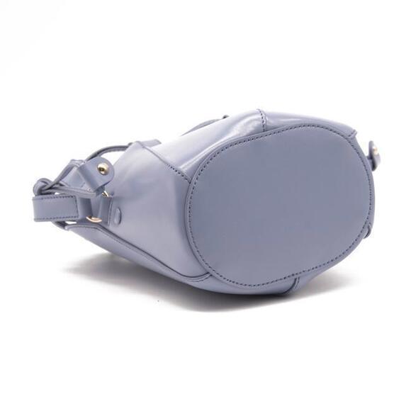 Chloe Bucket Tulip Mini Cross Body Blue Leather Shoulder Bag - Picture 7 of 12